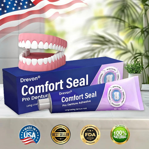 🔥 LIMITED SPECIAL OFFER 🔥Drevon® DeComfort Seal Pro Denture Adhesive🦷💜FDA Certified (Clinically Proven 96-   Hour Lock Hold for   Secure, Comfortable &   Zinc-Free Denture Fit)