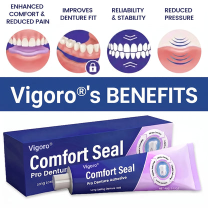 🔥Vigoro® DeComfort Seal Pro Denture Adhesive🦷💜FDA Certified (Clinically Proven 96-   Hour Lock Hold for   Secure, Comfortable &   Zinc-Free Denture Fit)