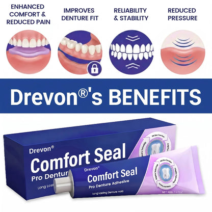 🔥 LIMITED SPECIAL OFFER 🔥Drevon® DeComfort Seal Pro Denture Adhesive🦷💜FDA Certified (Clinically Proven 96-   Hour Lock Hold for   Secure, Comfortable &   Zinc-Free Denture Fit)