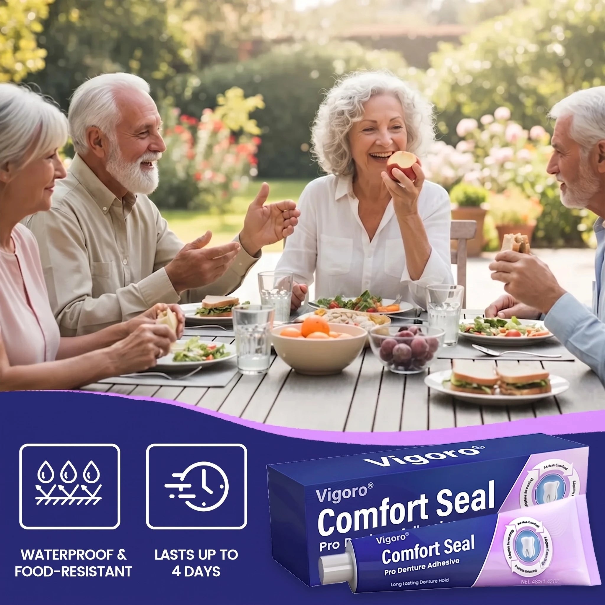 🔥Vigoro® DeComfort Seal Pro Denture Adhesive🦷💜FDA Certified (Clinically Proven 96-   Hour Lock Hold for   Secure, Comfortable &   Zinc-Free Denture Fit)