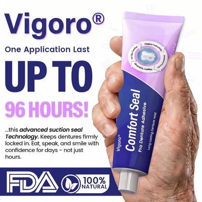 🔥Vigoro® DeComfort Seal Pro Denture Adhesive🦷💜FDA Certified (Clinically Proven 96-   Hour Lock Hold for   Secure, Comfortable &   Zinc-Free Denture Fit)