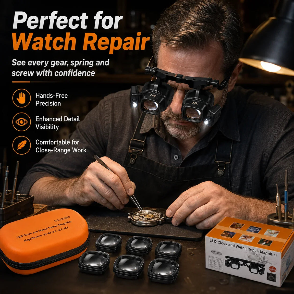 💥 LAST DAY 49% OFF 🔍 24X LED Hands-Free Magnifier for Precision Work 💡