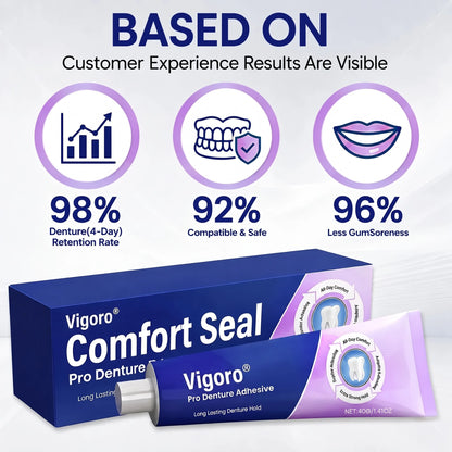 🔥Vigoro® DeComfort Seal Pro Denture Adhesive🦷💜FDA Certified (Clinically Proven 96-   Hour Lock Hold for   Secure, Comfortable &   Zinc-Free Denture Fit)