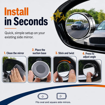 💥LIMITED DEAL 70%OFF💥 2-Pack Blind Spot Mirrors – 360° Adjustable Wide-Angle Rearview Safety Mirrors