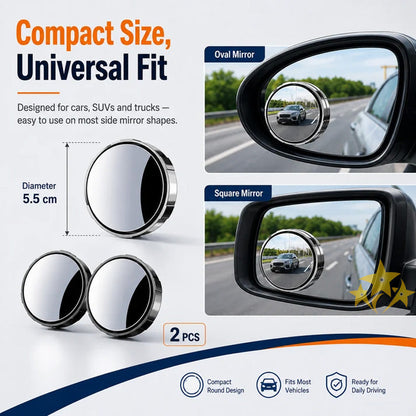 💥LIMITED DEAL 70%OFF💥 2-Pack Blind Spot Mirrors – 360° Adjustable Wide-Angle Rearview Safety Mirrors