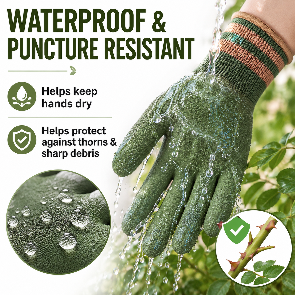 Vigoro™ Heavy-Duty Waterproof Gardening & Work Gloves with Anti-Slip Rubber Grip