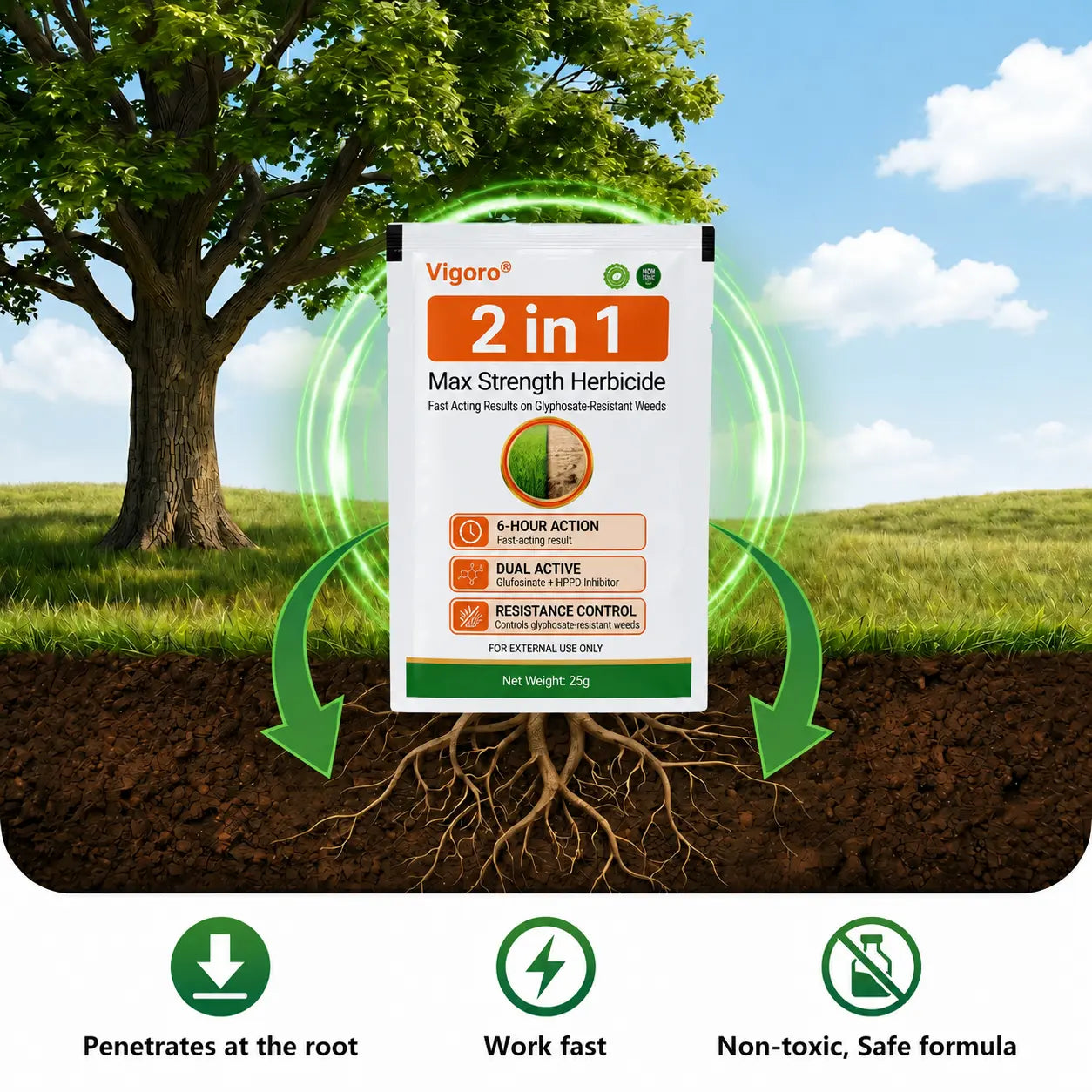 🔥Vigoro® Advanced 2-in-1 Pro+ Herbicide | Upgraded Formula for 6-Hour Rapid Kill, Root Eradication & Destroys Glyphosate-Resistant Weeds ST